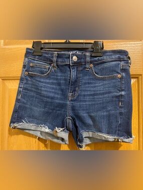 American Eagle Outfitters Dark Blue High-Rise  shortie Denim Shorts